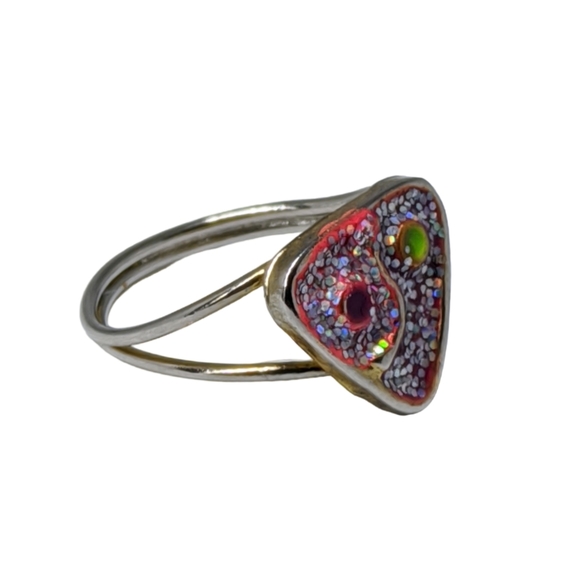 Other - 🔴15/$25. Silver Tone Multicolor Hand Painted Ring